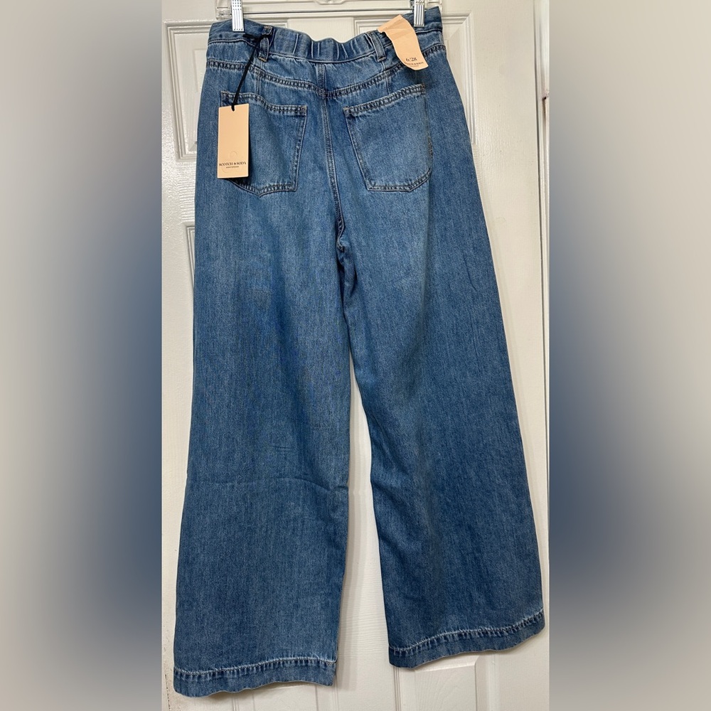 Scotch and Soda Amsterdam Jeans Blue Denim Wide Leg Size 6 28 Waist New - Picture 4 of 9